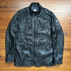 Hugo Boss Orange Lamb Leather Field Jacket Men's Size 44R Black Classic Jee RARE